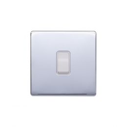 Lieber Polished Chrome 1 Gang Intermediate Switch - White Insert Screwless