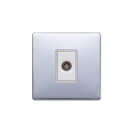 Lieber Polished Chrome 1 Gang TV Aerial Socket - White Insert Screwless