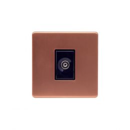 Lieber Brushed Copper 1 Gang TV Aerial Socket - Black Insert Screwless
