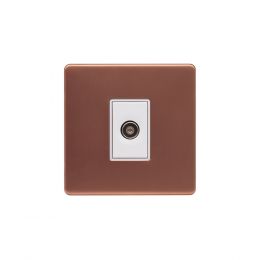 Lieber Brushed Copper 1 Gang TV Aerial Socket - White Insert Screwless