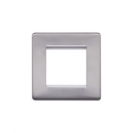 Lieber Brushed Chrome Single Data Plate 2 Modules - White Insert Screwless