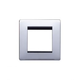 Lieber Polished Chrome Single Data Plate 2 Modules - Black Insert Screwless