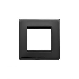 Lieber Black Nickel Single Data Plate 2 Modules - Black Insert Screwless