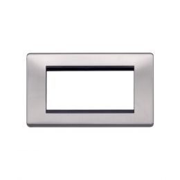 Lieber Brushed Chrome Double Data Plate 4 Modules - Black Insert Screwless