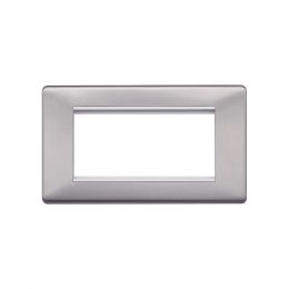 Lieber Brushed Chrome Double Data Plate 4 Modules - White Insert Screwless