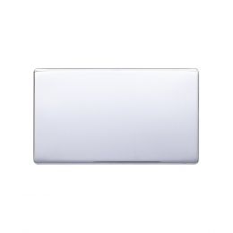 Lieber Polished Chrome Double Blank Plates - White Insert Screwless