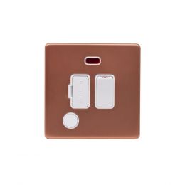 Lieber Brushed Copper 13A Switched Fused Connection Unit (FCU)&Flex Outlet/Neon-White Insert Screwless