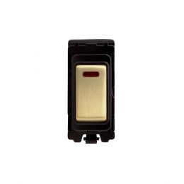Soho Lighting Brushed Brass 20A Double Pole RM-Grid Switch Module with Neon