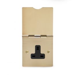 Soho Lighting Brushed Brass 13A 1 Gang Floor Socket Blk Ins 