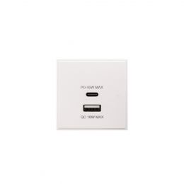Soho Lighting Silk White Dual Fast Charge USB A+C Charger Euromodule 45W Max 50mmx 50mm