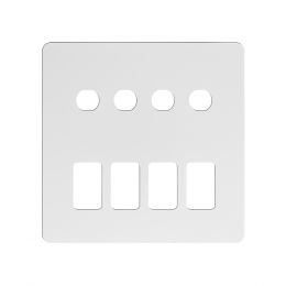 Soho Lighting White Metal Flat Plate 8 Gang 4RM+4CM Dual Module Grid Switch Plate