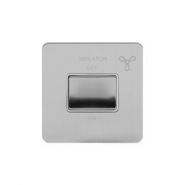 Soho Lighting Brushed Chrome Flat Plate 10A 1 Gang 1 Way 3-Pole Fan Isolator Switch Wht Ins Screwless