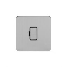 Soho Lighting Brushed Chrome Flat Plate 13A Unswitched Fuse Connection Unit Blk Ins Screwless