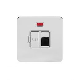Soho Lighting Polished Chrome Flat Plate 13A Switched Fuse Connection Unit With Neon Wht Ins Screwless