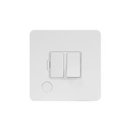 Soho Lighting White Metal Flat Plate 13A Switched Fuse Connection Unit Flex Outlet Wht Ins Screwless
