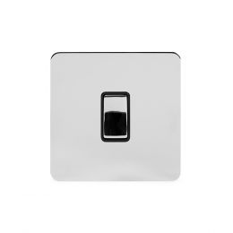 Soho Lighting Polished Chrome Flat Plate 20A 1 Gang Double Pole Switch Blk Ins Screwless