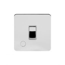 Soho Lighting Polished Chrome Flat Plate 20A 1 Gang Double Pole Switch Flex Outlet Wht Ins Screwless