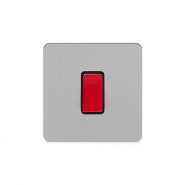 Soho Lighting Brushed Chrome Flat Plate 45A 1 Gang Double Pole Switch
