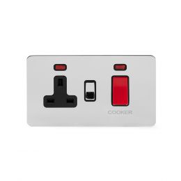 Soho Lighting Polished Chrome Flat Plate 45A Cooker Control Unit With Neon Blk Ins Screwless