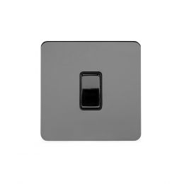 Soho Lighting Black Nickel Flat Plate 10A 1 Gang 2 Way Switch Blk Ins Screwless