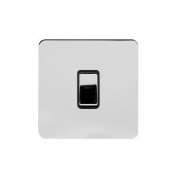 Soho Lighting Polished Chrome Flat Plate 10A 1 Gang 2 Way Switch Blk Ins Screwless