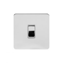 Soho Lighting Polished Chrome Flat Plate 10A 1 Gang 2 Way Switch Wht Ins Screwless