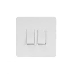 White Metal 2 Gang Light Switch