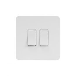 Soho Lighting White Metal Flat Plate 2 Gang Intermediate Switch Wht Ins Screwless
