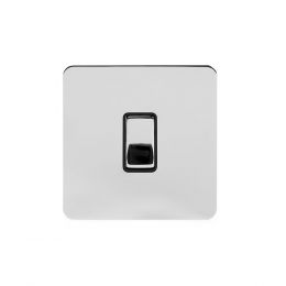 Soho Lighting Polished Chrome Flat Plate 1 Gang Retractive Switch Blk Ins Screwless