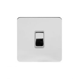 Soho Lighting Polished Chrome Flat Plate 1 Gang Retractive Switch Wht Ins Screwless
