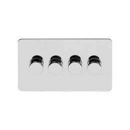 Soho Lighting Polished Chrome Flat Plate 250W 4 Gang 2 Way Trailing Dimmer Screwless