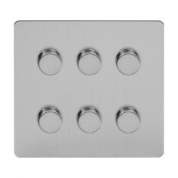 Brushed Chrome 6 Gang Dimmer Switch