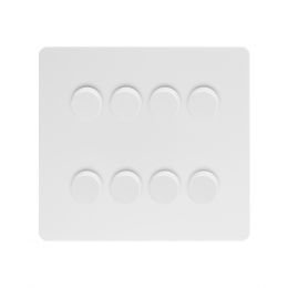 Soho Lighting White Metal Flat Plate 8 Gang 2 Way Intelligent Trailing Dimmer Switch Screwless 400W