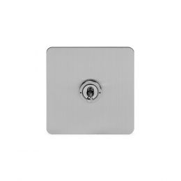 Soho Lighting Brushed Chrome Flat Plate 20A 1 Gang 2 Way Toggle Switch Screwless