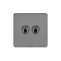 Soho Lighting Black Nickel Flat Plate 20A 2 Gang 2 Way Toggle Switch Screwless