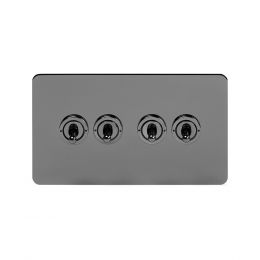 Soho Lighting Black Nickel Flat Plate 20A 4 Gang 2 Way Toggle Switch Screwless