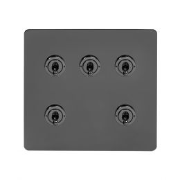 Soho Lighting Black Nickel Flat Plate 5 Gang Toggle Light Switch 20A 2 Way Screwless
