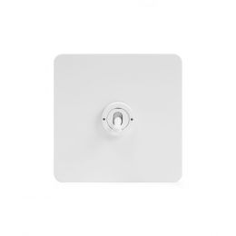 Soho Lighting White Metal Flat Plate 1 Gang Retractive Toggle Switch Screwless