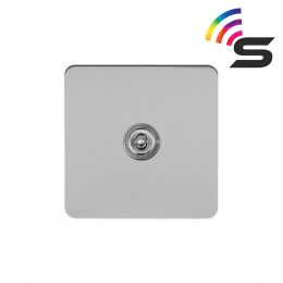 Soho Lighting Brushed Chrome Flat Plate 1 Gang 150W Smart Toggle Switch