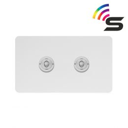 Soho Lighting White Metal Flat Plate 2 Gang 150W Smart Toggle Switch