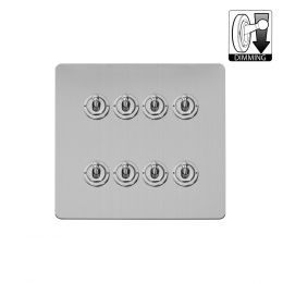 Soho Lighting Flat Plate Brushed Chrome 8 Gang Dimming Toggle Switch