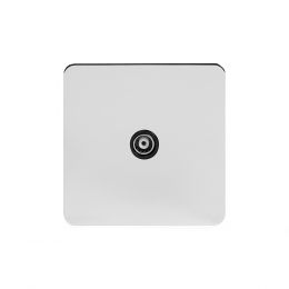 Soho Lighting Polished Chrome Flat Plate 1 Gang TV Socket Blk Ins Screwless