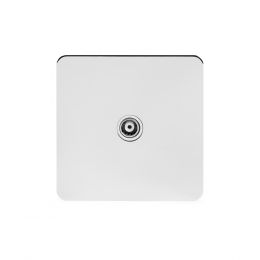 Soho Lighting Polished Chrome Flat Plate 1 Gang TV Socket Wht Ins Screwless