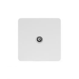 Soho Lighting White Metal Flat Plate 1 Gang TV Socket Wht Ins Screwless