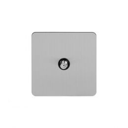 Soho Lighting Brushed Chrome Flat Plate 1 Gang Satellite Socket Blk Ins Screwless
