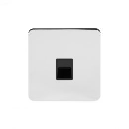 Soho Lighting Polished Chrome Flat Plate 1 Gang Tel Master SocketBT Blk Ins Screwless