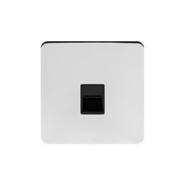 Soho Lighting Polished Chrome Flat Plate 1 Gang Tel Secondary SocketBT Blk Ins Screwless