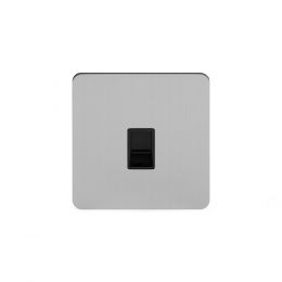 Soho Lighting Brushed Chrome Flat Plate 1 Gang Data Socket RJ45 Cat5 Blk Ins Screwless