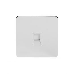 Soho Lighting Polished Chrome Flat Plate 1 Gang Data Socket RJ45 Cat5 Wht Ins Screwless