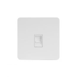 Soho Lighting White Metal Flat Plate 1 Gang Data Socket RJ45 Cat5 Wht Ins Screwless